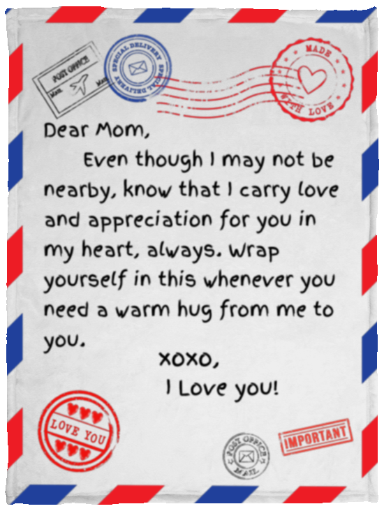 Blanket for Mom | Mothers Day Gift | Gifts for Mom  | Letter to Mom | Mom Gifts from Daughter, Son