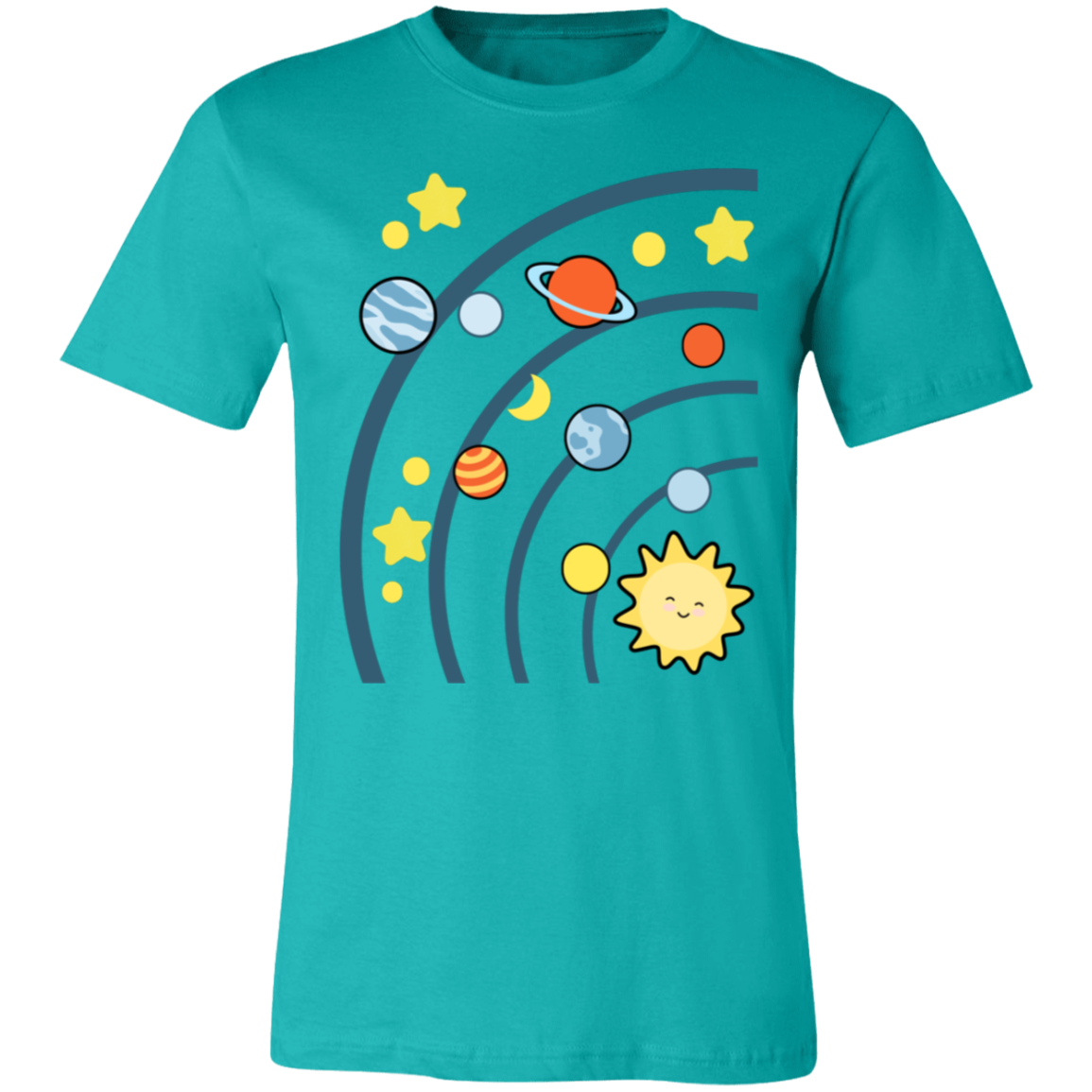 Solar System Space T-Shirt | Brick Galaxy | Solar System T-Shirt (Navy rings)