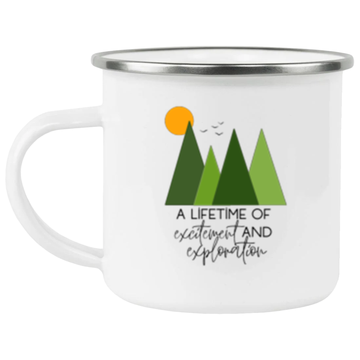 Enamel Mountain Camping Mug, Adventure Coffee Cup, Hiking Mug