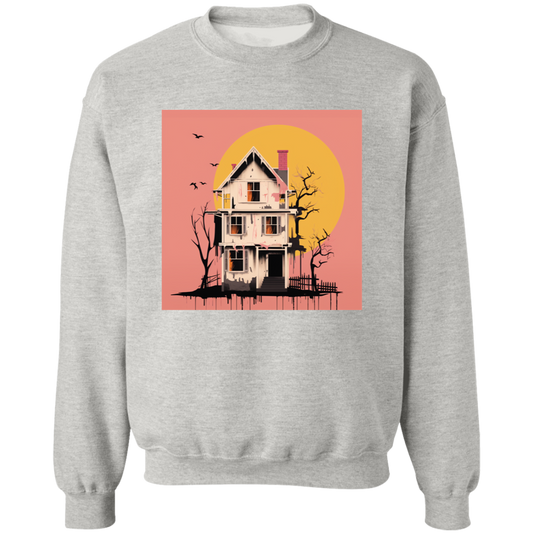 Halloween Haunted House Vintage, Retro,  Pullover Crewneck Sweatshirt