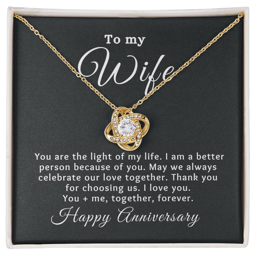 To my Wife Happy Anniversary Love Knot Special Message Necklace