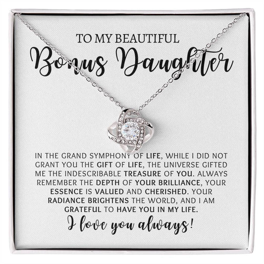 Bonus Daughter | Love You | Love Knot Necklace