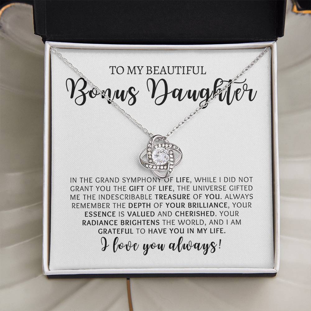 Bonus Daughter | Love You | Love Knot Necklace