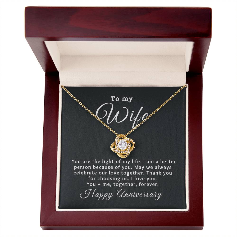 To my Wife Happy Anniversary Love Knot Special Message Necklace