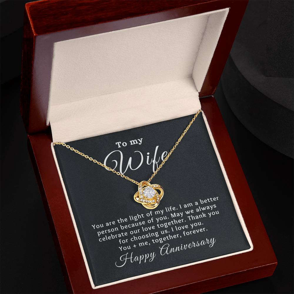 To my Wife Happy Anniversary Love Knot Special Message Necklace