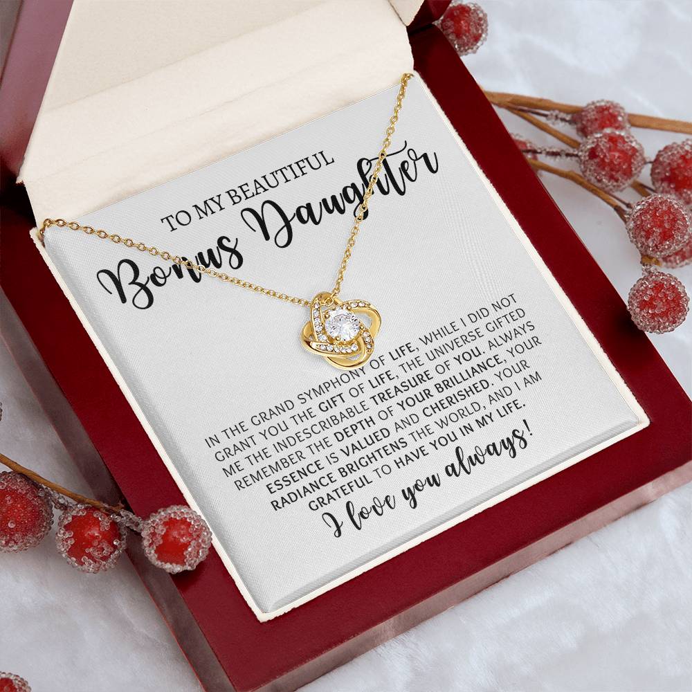 Bonus Daughter | Love You | Love Knot Necklace