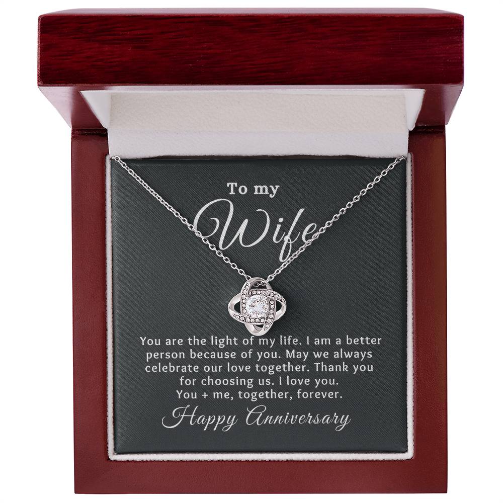 To my Wife Happy Anniversary Love Knot Special Message Necklace