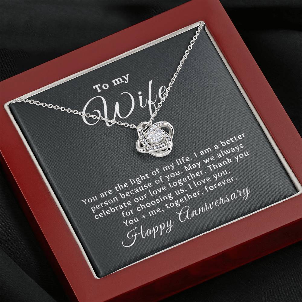 To my Wife Happy Anniversary Love Knot Special Message Necklace