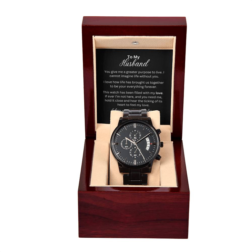 To My Husband | With Love | Black | Chronograph Watch