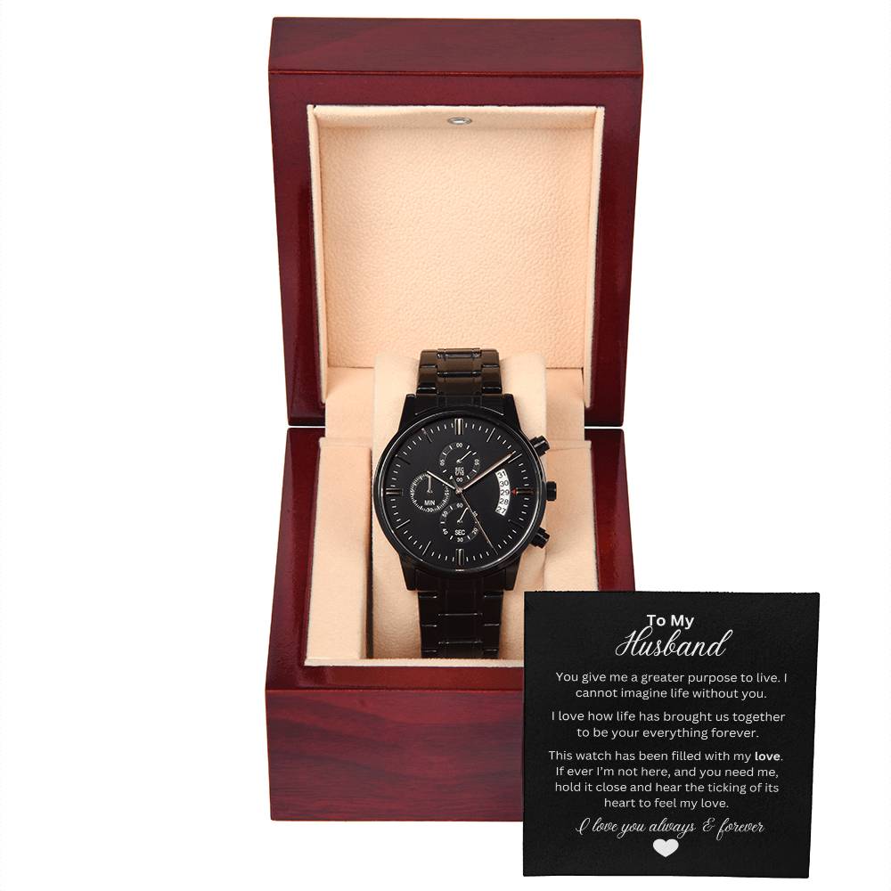 To My Husband | With Love | Black | Chronograph Watch