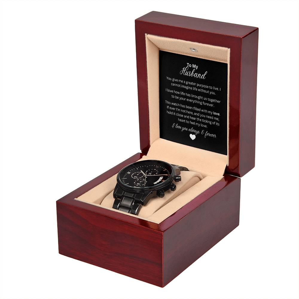 To My Husband | With Love | Black | Chronograph Watch