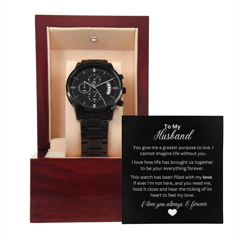 To My Husband | With Love | Black | Chronograph Watch