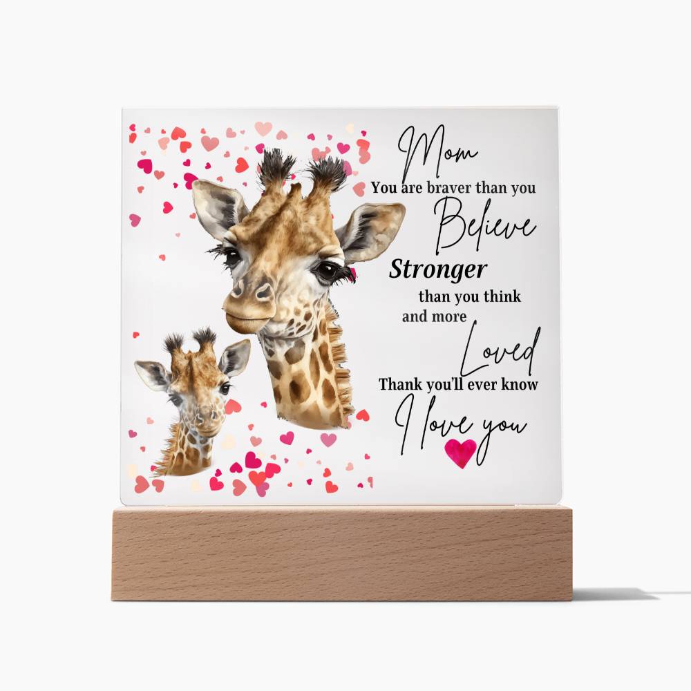 Mother's Day Gift, Mom Poem Acrylic Plaque, Gift for Mom, Daughter to Mother Gift, Giraffe Mom and me Themed, Mom Gifts