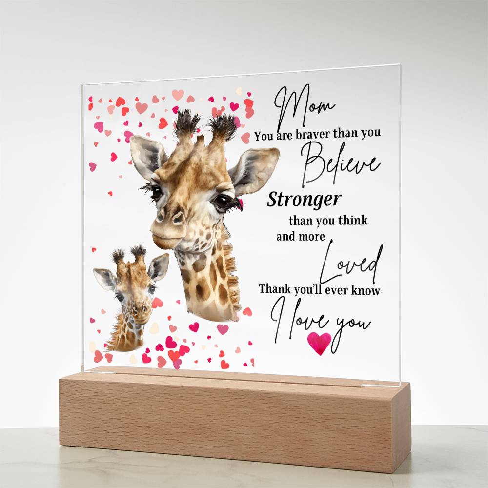 Mother's Day Gift, Mom Poem Acrylic Plaque, Gift for Mom, Daughter to Mother Gift, Giraffe Mom and me Themed, Mom Gifts