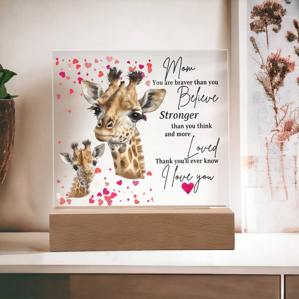 Mother's Day Gift, Mom Poem Acrylic Plaque, Gift for Mom, Daughter to Mother Gift, Giraffe Mom and me Themed, Mom Gifts